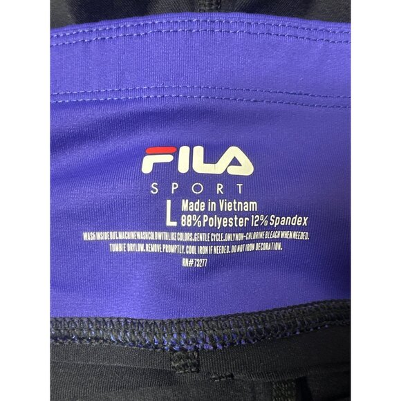 Fila Sport Performance Womens Athletic Leggings Large Black & Blue Workout - Picture 4 of 7
